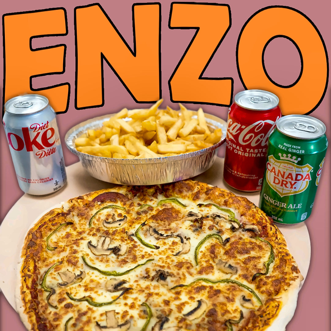 Enzo's Family Special - One Extra Large Pizza, Large fries and 3 cans of soft drink