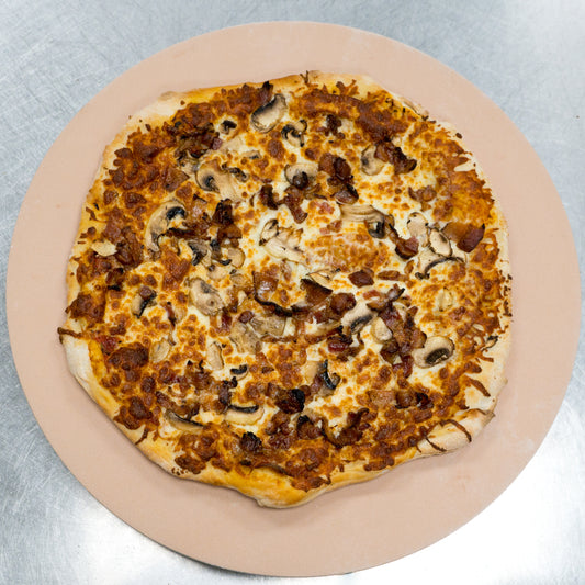 Jolibourg Pizza (pepperoni, mushrooms, cheese, bacon)