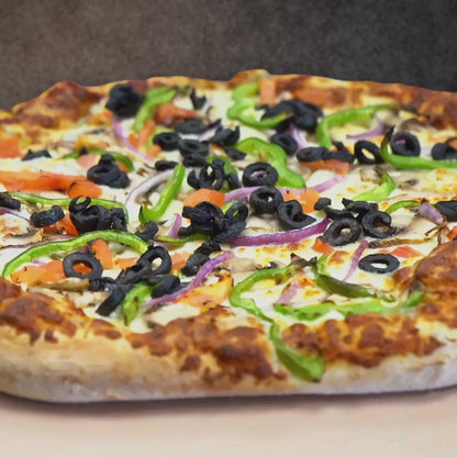 Vegetarian Pizza (mushrooms, peppers, onions, cheese, tomatoes, black olives)